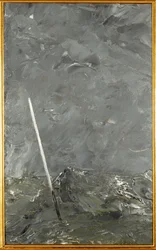 嵐の海（油彩・紙）