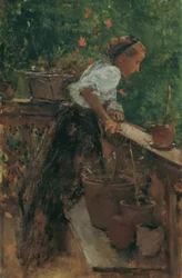 バルコニーの農民の少女