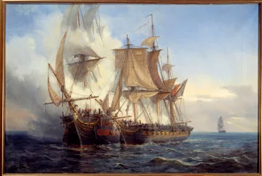 ベローナ号とネルソン卿の戦い オーギュスト・マイヤー（1805-1890）の絵画 1872年 ブレスト美術館
