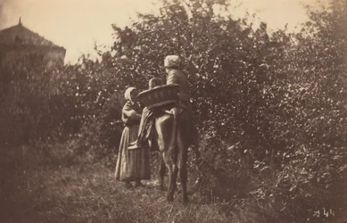 ロバを連れた2人の女性、1870年代後半（写真）
