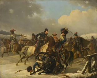 コサックは退却するフランス兵を追跡、1812年、1827年