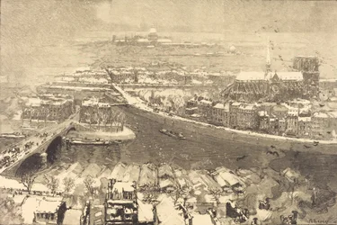 雪の下のパリ、サンジェルヴェからの眺め 雪の下のパリ、サンジェルヴェの頂上から見た、1890年。