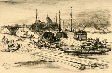 駅のホーム：1908年の公共埋立地。