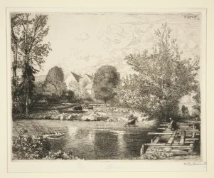 Vieille passerelle, bords du petit Morin (古い歩道橋、小さなモランのほとり)
