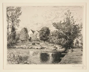 Vieille passerelle, bords du petit Morin (古い歩道橋、小さなモランのほとり)