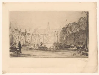 Spaarne と Sint Bavo の眺め