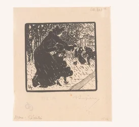 にわか雨の中の女性と子供 ジブリーズ オー ルクセンブルグ 火星ジブリー (オブジェクトのタイトル) 1894 年 1 月、2 月、3 月 (連載タイトル) Janvier, Fevrier et Mars 1894 (シリーズタイトル)
