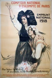 「コントワー ナショナル デスコンプト ド パリ」、フランスの第一次世界大戦のポスター、1918 年