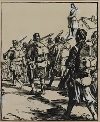 国境の戦い：イギリス兵のグループ、1914年。