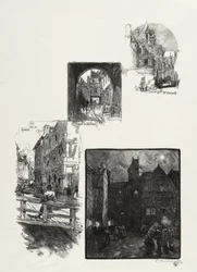 イラスト入りルーアン: Rue des Charretes; ハラージ通り; オード ロベック通り。 アーツ スクエア