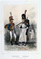 ミュージシャンとグレナディエアピエのサッパー、1859年。