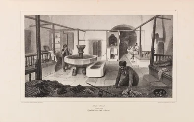 タタール風呂、休憩室。 アナトール・ド・デミドフ作「ロシアの航海」より、1837年。
