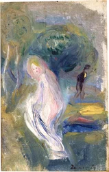 背景の人物とヌード