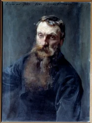 彫刻家オーギュスト・ロダン（1840-1917）の肖像 ジョン・シンガー・サージェント（1856-1925）の絵画 19世紀 パリ、ロダン美術館