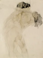 抱擁する二人の人物、1900年頃