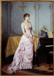 歌手ローズ・キャロン（1857-1930）の肖像。オーギュスト・トゥルムーシュ（1829-1890）の絵画