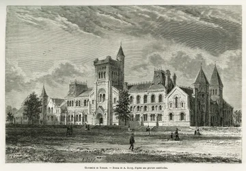 トロント大学、A.Deroyが描いた、H.de Lamotteが1873年に行ったカナダと北部レッド・リバーへの遠足の物語を説明するための絵。Le tour du monde」に掲載された版画