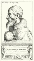 ドイツの芸術家、数学者、地図製作者であるアウグスティン・ヒルシュフォーゲルの自画像（エングレーヴィング