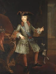 ルイ 15 世 (1710-1774) の子供としての肖像 - オーギュスタン-ウダール ジャスティナ (?-1743)。 キャンバスに油彩
