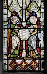 聖母とキリスト、彼女の人生の場面、詳細、1851年（ステンドグラス）