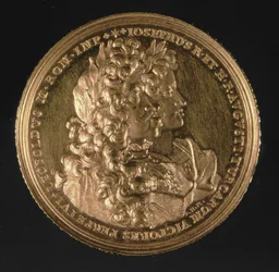 神聖ローマ皇帝レオポルド1世（1640〜1705年）とジョセフ1世（1678〜1711年）の肖像を描いたメダリオン