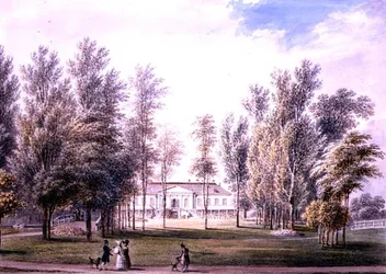 公園内のカントリーハウスの眺め 1815年頃 （水彩・紙）