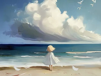 海を眺める少女