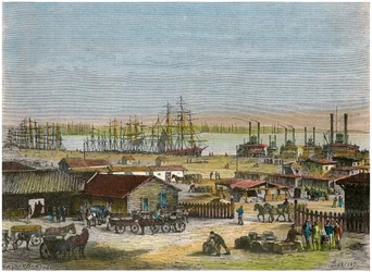 ミシシッピ川、ニューオーリンズ、ルイジアナ州、アメリカ合衆国、c1880