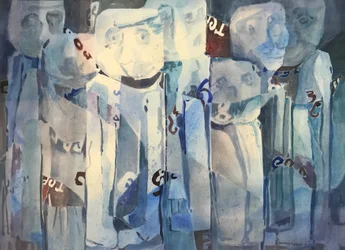 Faces, c.1980-90 (紙に水彩)