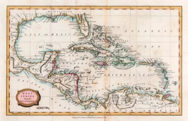 西インド諸島の地図、18世紀。