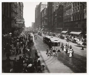 米国イリノイ州シカゴ、ステート・ストリート、1905年頃（モノクロ写真