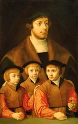 1530年代後半〜1540年代前半の男と3人の息子の肖像