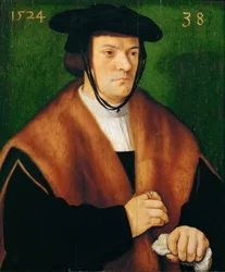 ゲルハルト・フォン・ヴェスターブルク（1486年-1539年以降）、半身像、毛皮縁取りのマントと黒い帽子姿
