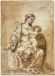 マドンナはキリストの子供を養います、c。 1670。