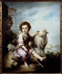 善き牧者 バルトロメ・ムリーリョ（1618-1682）の絵画 17世紀 日。1,23x1,01 m マドリッド、プラド美術館 - 「良き羊飼い」。バルトロメ・ムリーリョ(1618-1682)の絵画 17世紀1.23×1.01 m マドリッド、プラド美術館