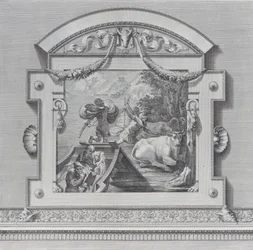 プレート 24: アポロンに神聖な牛を盗むユリシーズの仲間、1756 年。作成者: Bartolomeo Crivellari、Gabriel Söderling