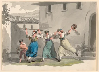 素描『ローマの女たちの戦い』1807-08年