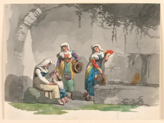 素描《3人の南イタリアの女性》1807-08年