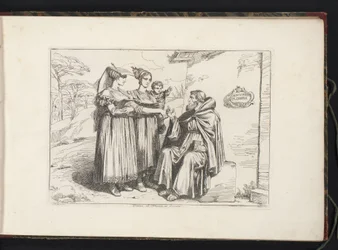 Frascati の 2 人の女性と隠者 Donne di Frascati, ed Eremita (オブジェクトのタイトル) ローマとその周辺の人物を描いたコスチュームプリント（シリーズタイトル） Nuova raccolta di cinquanta costumi de contorni di Roma (シリーズ タイトル)