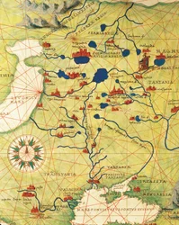 東ヨーロッパと中央アジア。Transilvania and Russia, from Atlas of the World in thirty-three Maps, by Battista Agnese