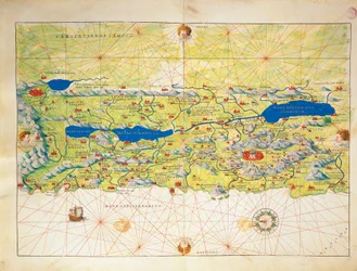 聖地、イスラエル、パレスチナ、『Atlas of the World in thirty-three Maps』（Battista Agnese著）より