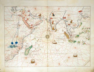 インド洋とアジア・アフリカの一部（Battista Agnese著『Atlas of World in thirty-three Maps』より