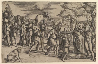 アブラハムにパンとワインを提供するメルキゼデク, ca. 1547年。