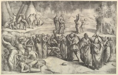 マナを集めるイスラエル人、約。 1547年。
