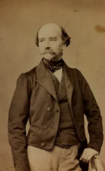 フランスの画家、Eugène-Emmanuel-Maury Pineu-Duval (Amaury-Duval) のポートレート、carte de visite (モノクロ写真)