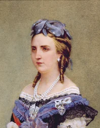 サクセ=コーブール=ゴータのシャーロットの肖像（1840-1927）ベルギーの王女とメキシコの女帝（紙にトイレ）（詳細）