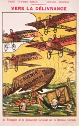 1914年以前のパルティウヴリエベルジ（ベルギー労働者党）の広告ポスター