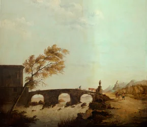 Segundo quarto dos fundos, sala de reuniões, murais com cenas rurais em estilo clássico, provavelmente por volta de 1810, cena 1