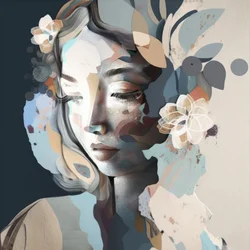 穏やかな花の女性
