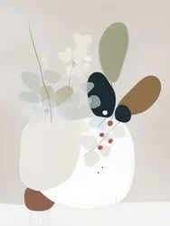 柔らかな抽象的な植物モチーフ